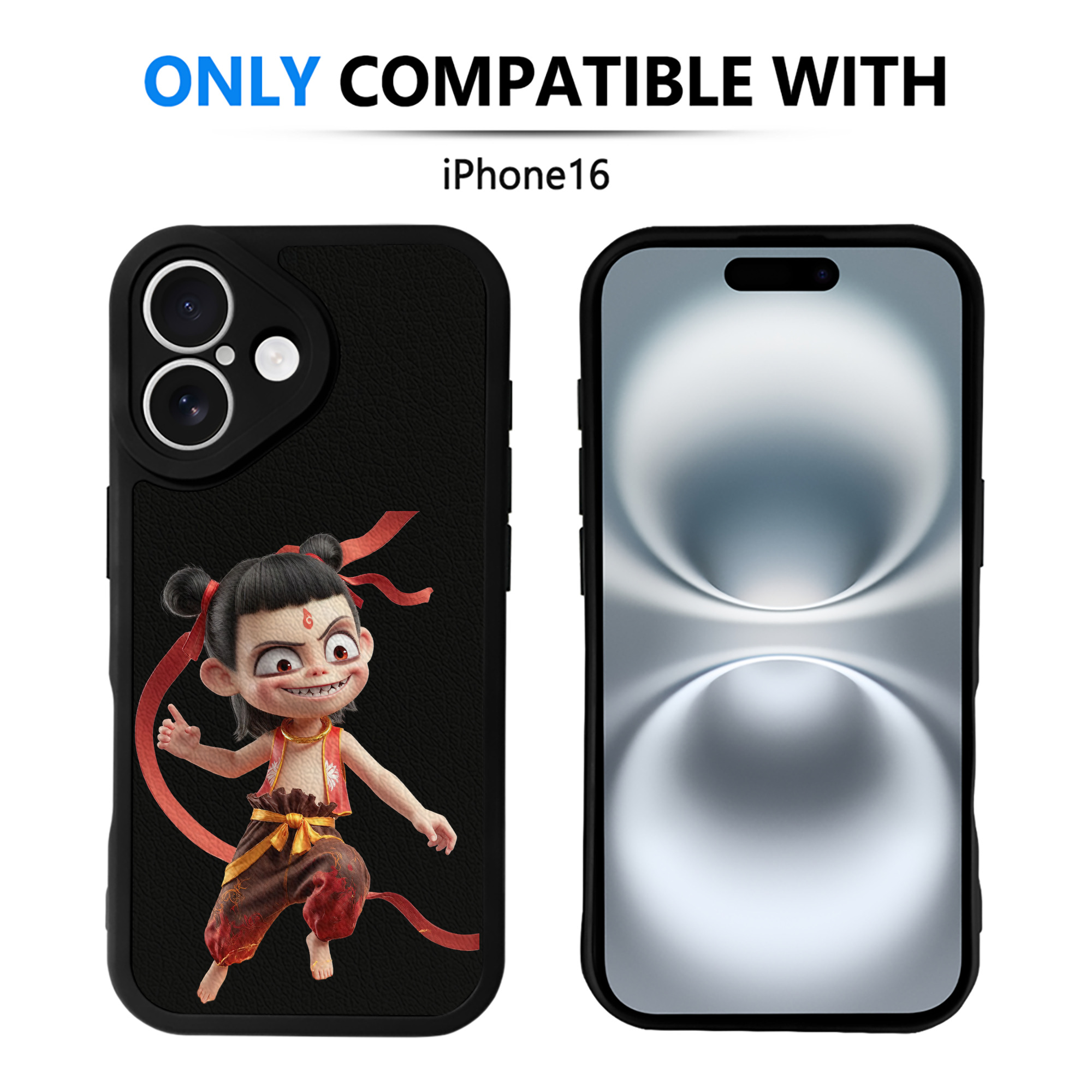 （画像用） Ne Zha 2 ナタ 魔童の大暴れ 【iPhone 16シリーズ対応】シリコンスマホケース（レザー調） 材質：シリコン